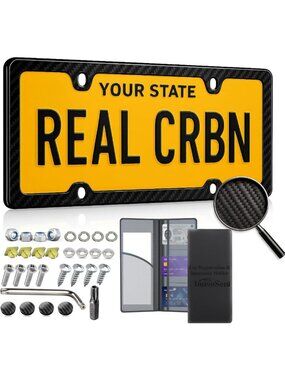 Lightweight Carbon Fiber License Plate Frame - Rust-Proof, Rattle-Proof